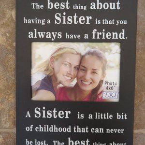 SISTER Picture Frame 12" x 7.75" Wood Stand-alone or Wall (K87)